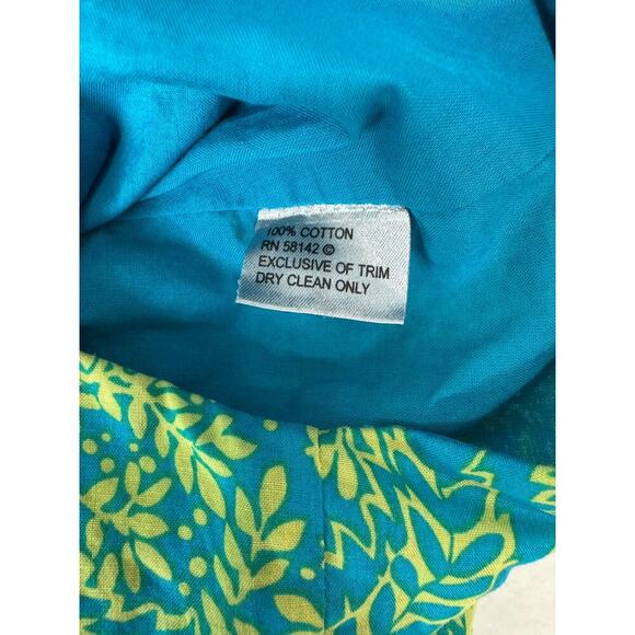 Open Back Dress Boho Details Floral Print Cottage Blue Yellow Twee Size 6 - Picture 7 of 11